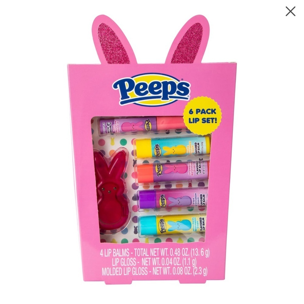 Peeps 6 Pack‎ Lip Balm and Gloss Set Marshmallow Flavors Easter Bunny Gift Pink
